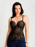 Popilush® Sculpting Lace Floral Boned Convertible Strap Corset Top