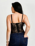 Popilush® Sculpting Lace Floral Boned Convertible Strap Corset Top
