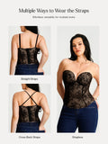 Popilush® Sculpting Lace Floral Boned Convertible Strap Corset Top