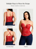 Popilush® Sculpting Lace Floral Boned Convertible Strap Corset Top