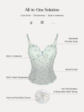 Popilush® Sculpting Lace Floral Boned Convertible Strap Corset Top