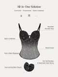 Popilush® Sculpting Lace Floral Boned Convertible Strap Corset Top