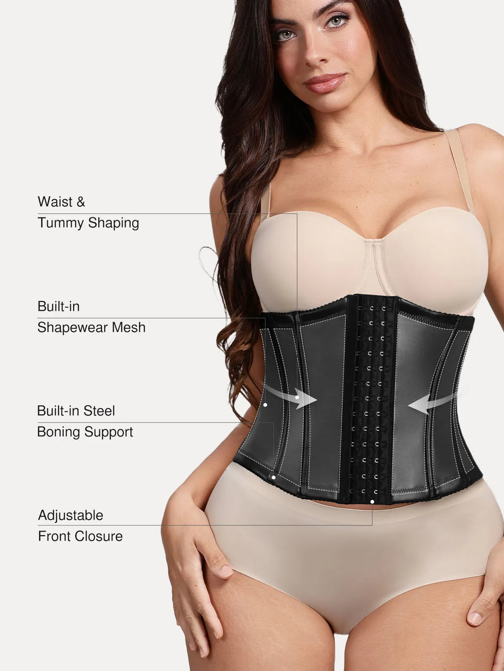 Popilush® Sculpting Leather Corset Boned Waist Cincher
