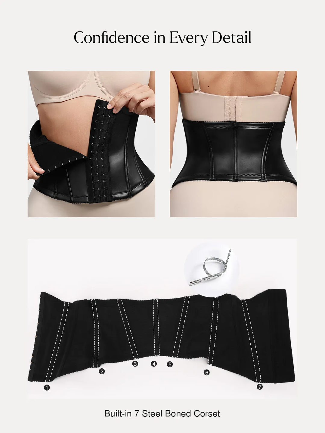 Popilush® Sculpting Leather Corset Boned Waist Cincher