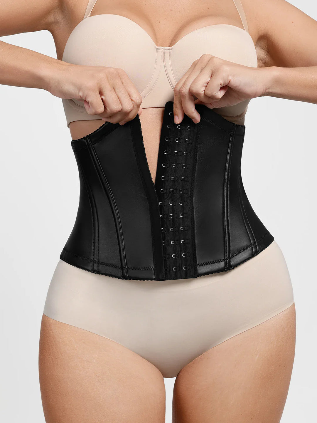 Popilush® Sculpting Leather Corset Boned Waist Cincher
