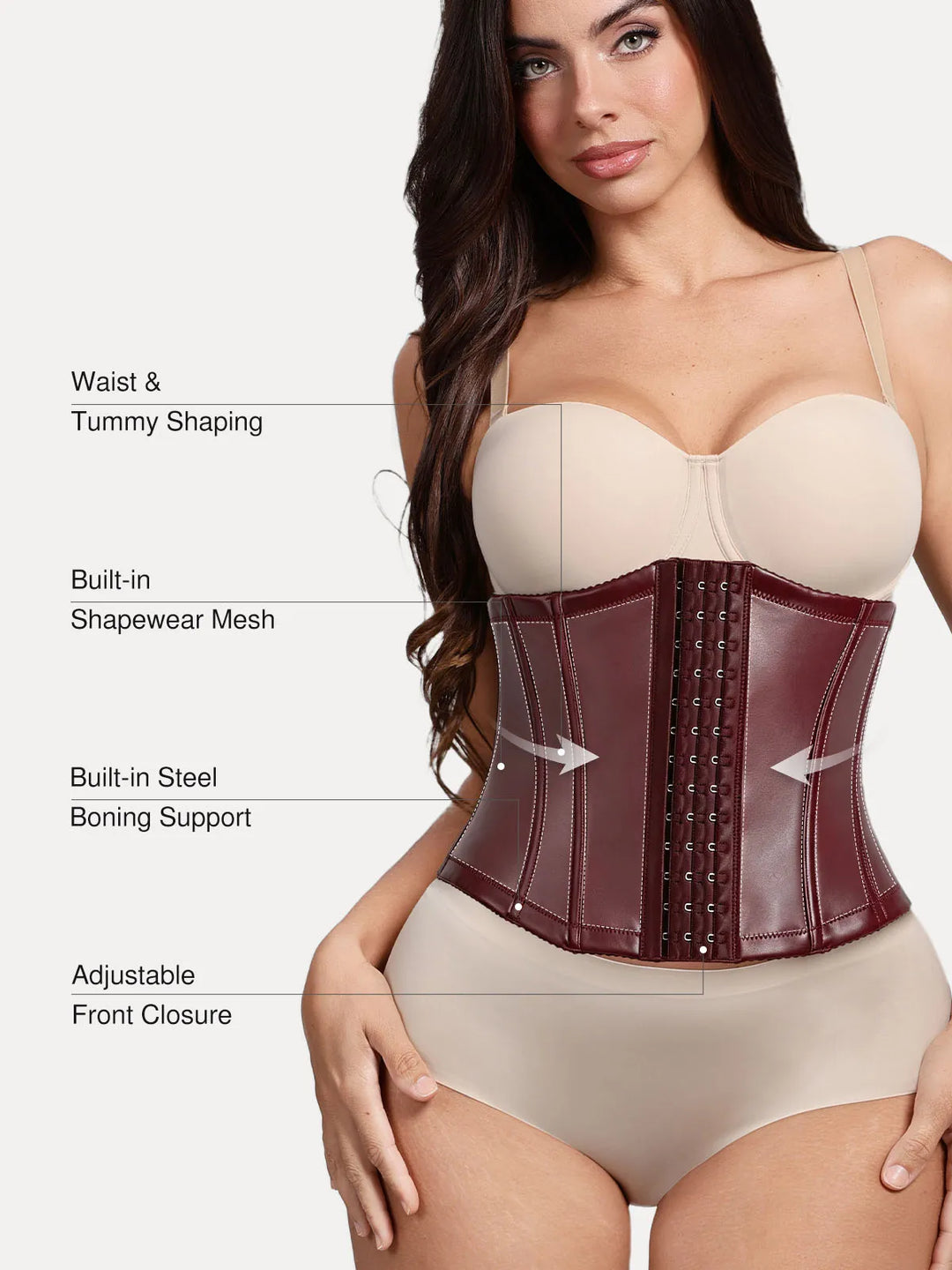Popilush® Sculpting Leather Corset Boned Waist Cincher