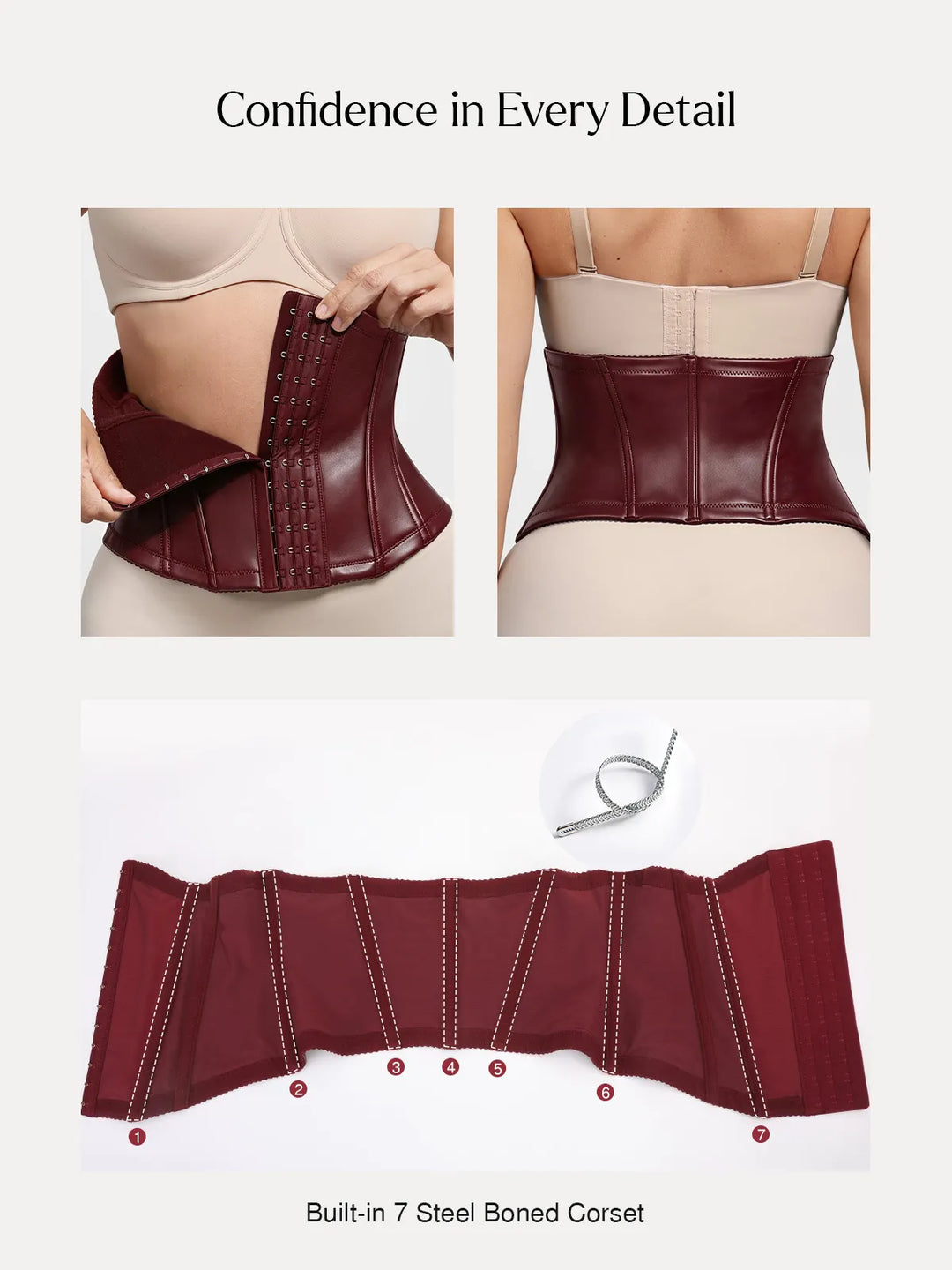 Popilush® Sculpting Leather Corset Boned Waist Cincher