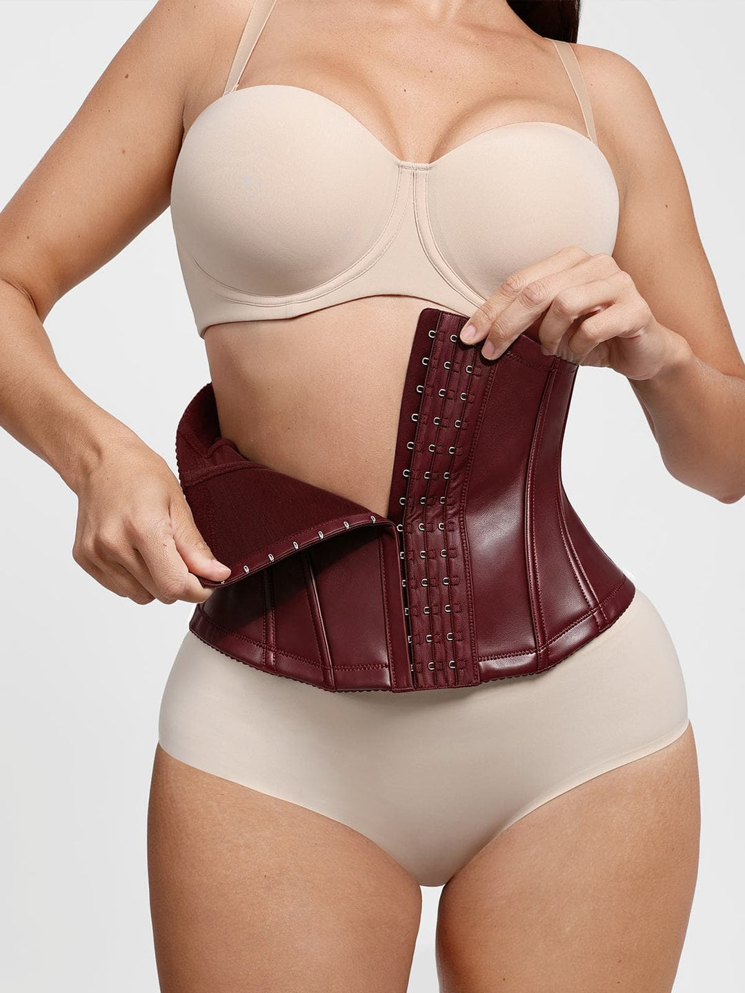 Popilush® Sculpting Leather Corset Boned Waist Cincher