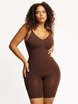 Popilush Brown / S Low Scoop Back Mid-Thigh Bodysuit