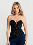 Popilush® Floral / XS Sculpting Push-Up Lace Floral Boned Convertible Strap Corset Top