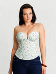 Popilush® Green Floral / XS Sculpting Push-Up Lace Floral Boned Convertible Strap Corset Top