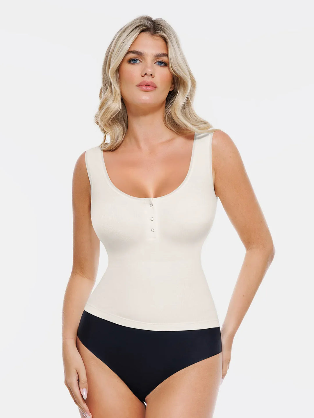 Popilush® Sculpting Push-Up Square Neck Sleeveless Cami Top with Built-in Bra