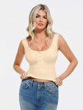 Popilush® Sculpting Push-Up Square Neck Sleeveless Cami Top with Built-in Bra