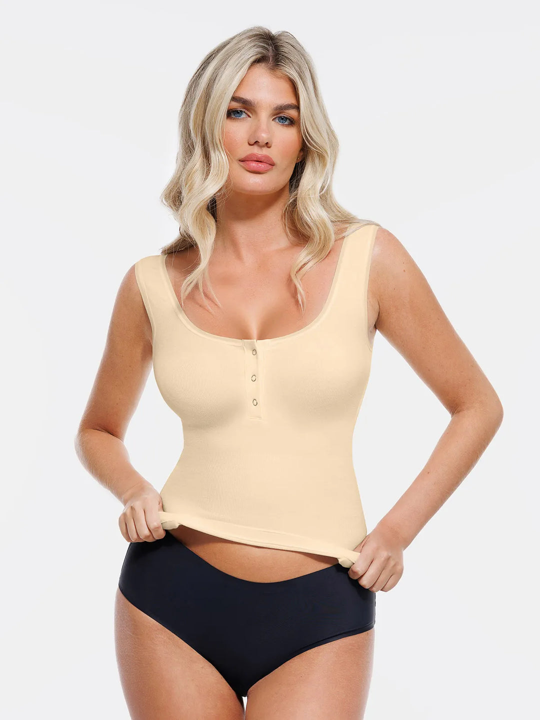 Popilush® Sculpting Push-Up Square Neck Sleeveless Cami Top with Built-in Bra