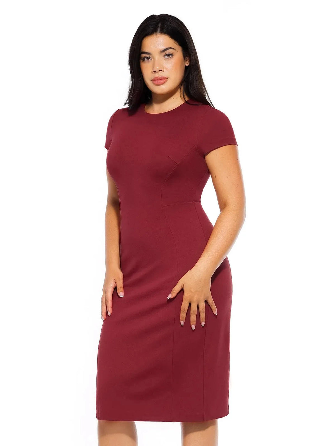 Short Sleeve Fitted Sheath Dress | 360 Shaping Popilush Short Sleeve Fitted Sheath Dress | 360 Shaping Popilush