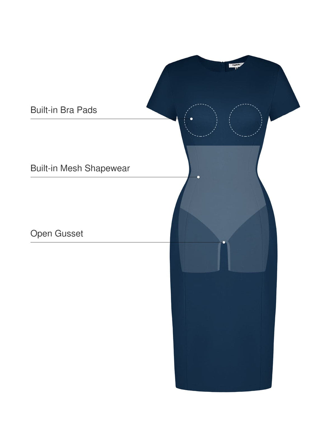 Short Sleeve Fitted Sheath Dress | 360 Shaping Popilush Short Sleeve Fitted Sheath Dress | 360 Shaping Popilush
