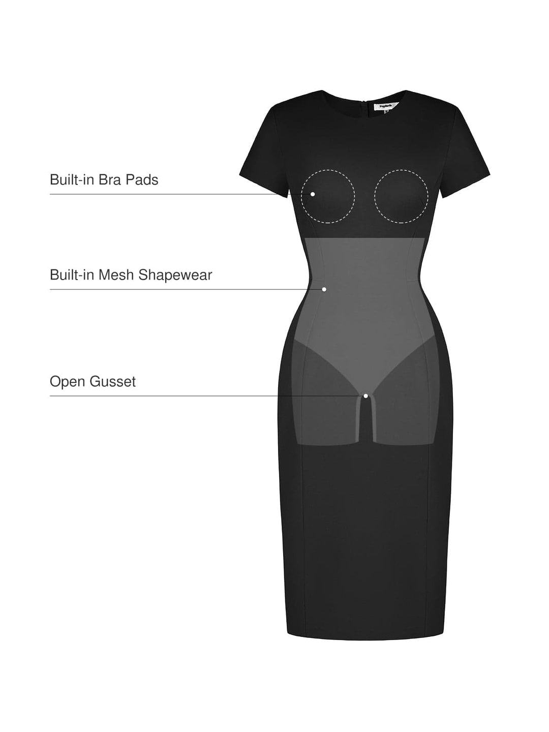 Short Sleeve Fitted Sheath Dress | 360 Shaping Popilush Short Sleeve Fitted Sheath Dress | 360 Shaping Popilush