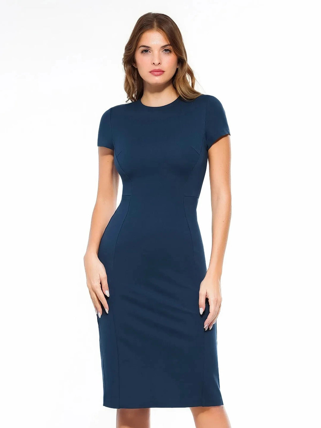 Short Sleeve Fitted Sheath Dress | 360 Shaping Popilush Short Sleeve Fitted Sheath Dress | 360 Shaping Popilush