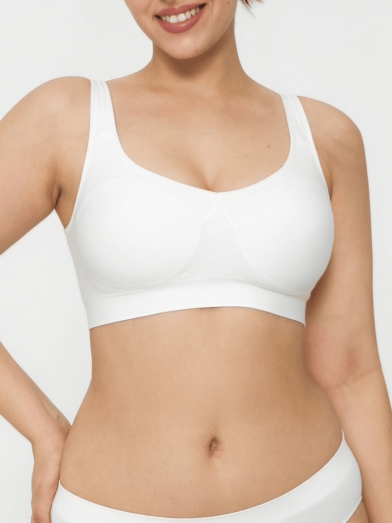 Ohlyah Women's Seamless Wire-Free Bra 5 Pack - Removable Pads, Racerback, X-Large In White, Sleep & Light Support - View #14