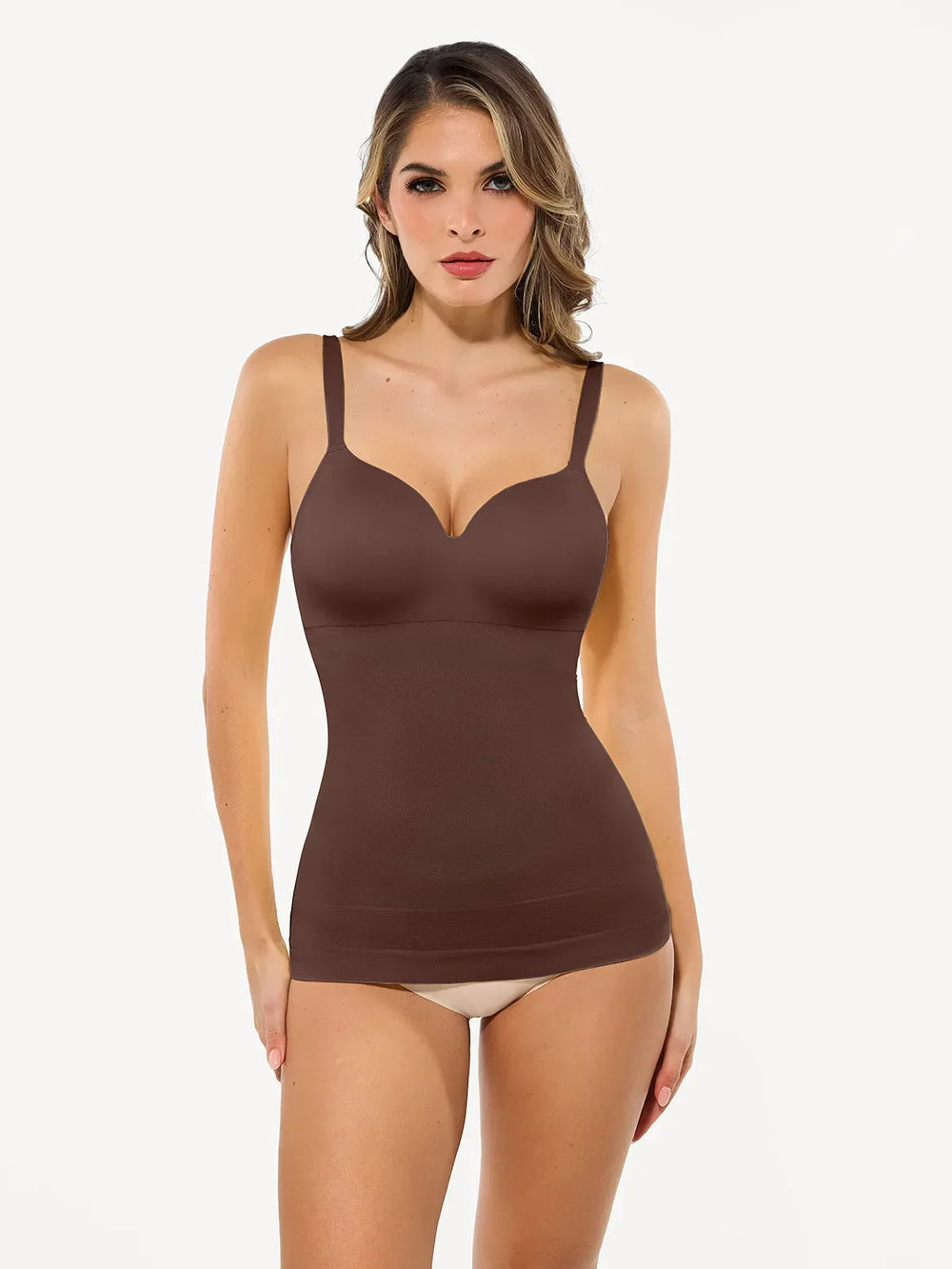 Popilush® Brown / XS Seamless All-in-One Push-Up Sculpting Cami Top