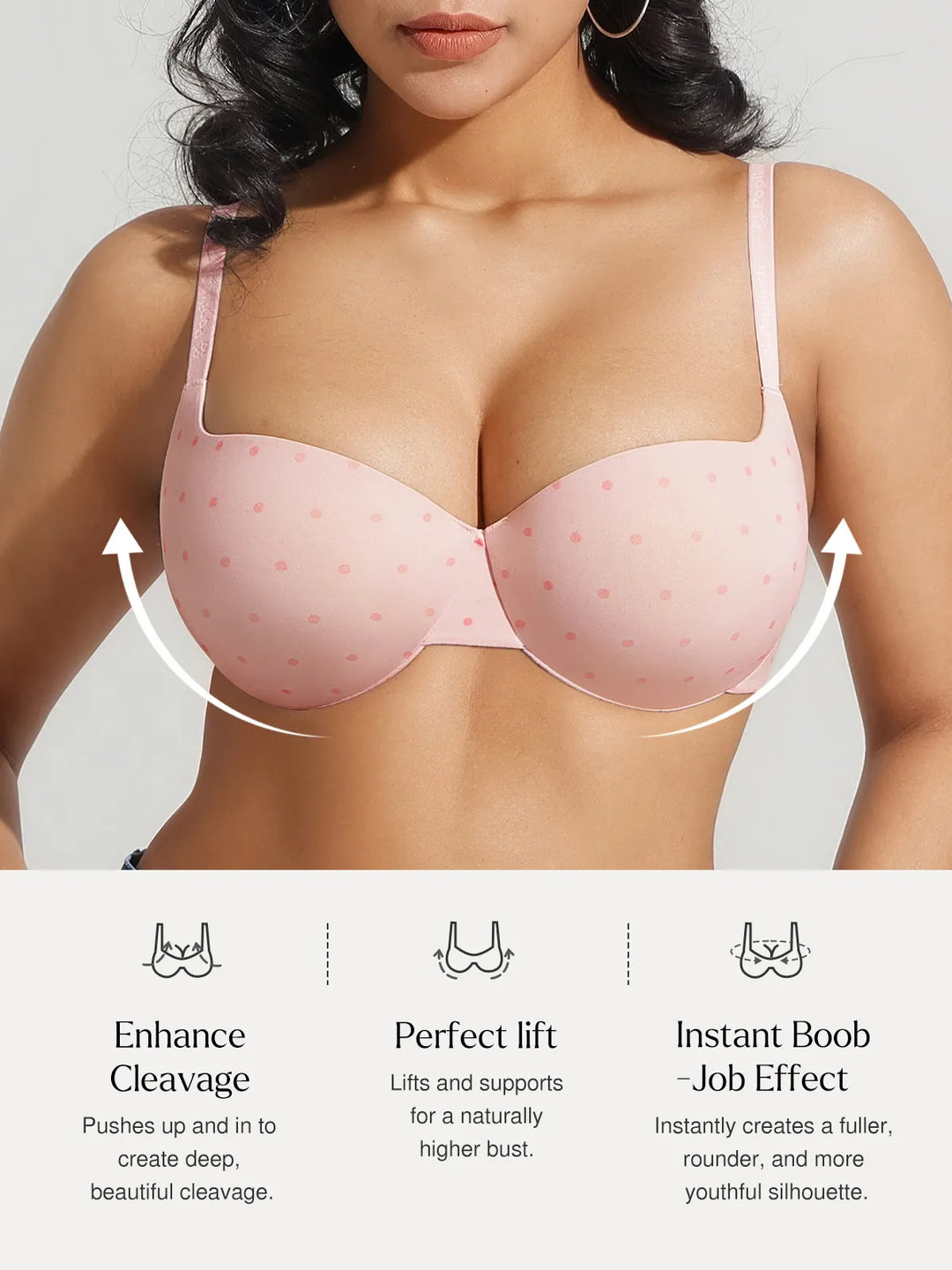 Popilush® Seamless Balconette Push-Up T-Shirt Bra
