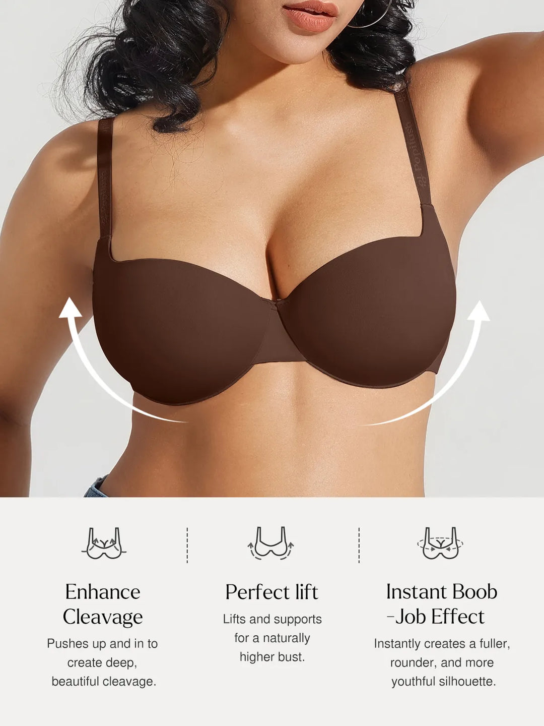 Popilush® Seamless Balconette Push-Up T-Shirt Bra