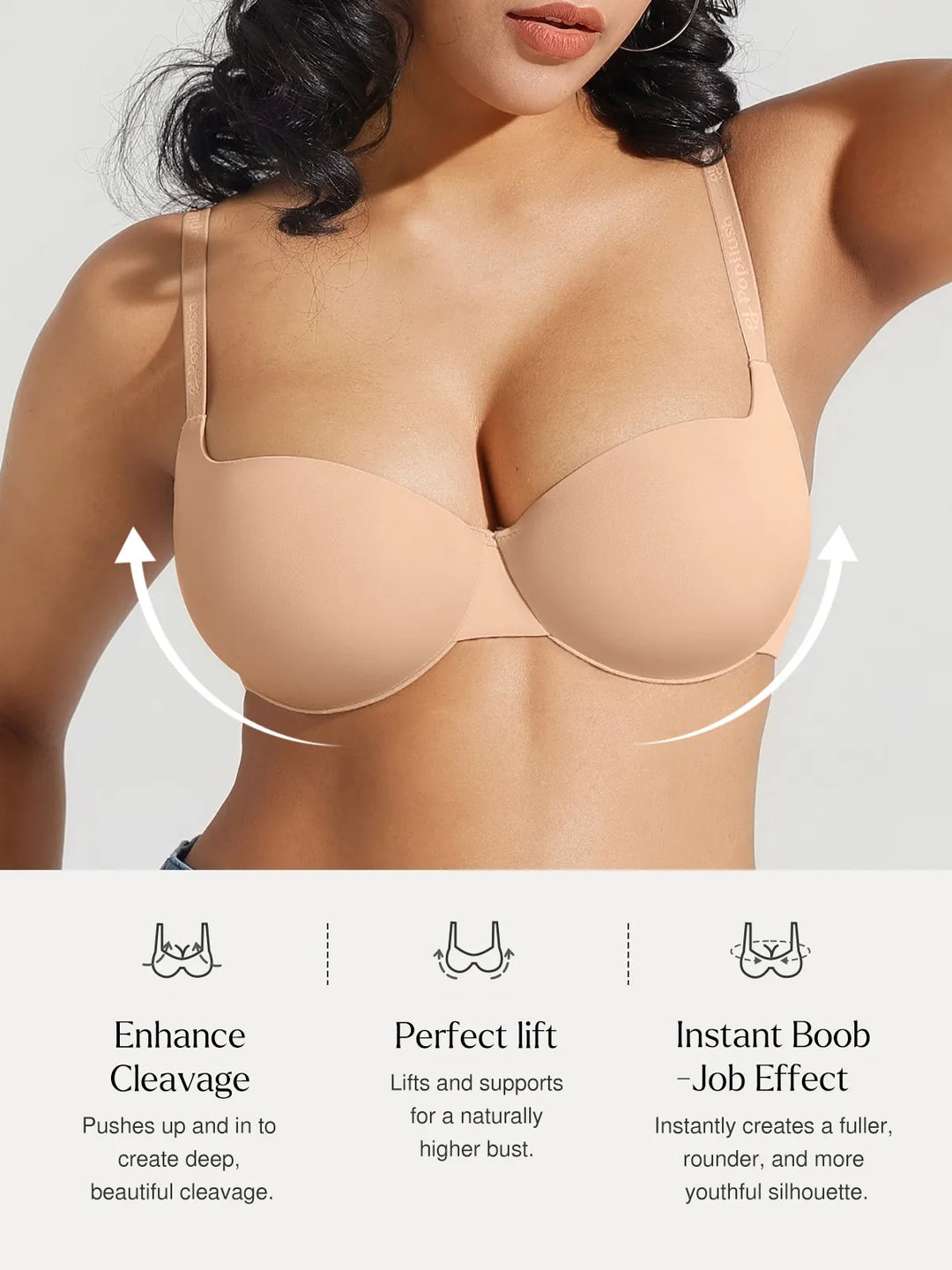 Popilush® Seamless Balconette Push-Up T-Shirt Bra