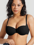 Popilush® Black / 34C Seamless Balconette Push-Up T-shirt bra
