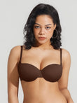 Popilush® Coffee / 34C Seamless Balconette Push-Up T-Shirt Bra