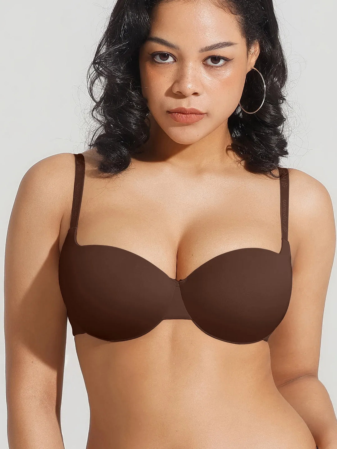 Popilush® Dark Brown / 34C Seamless Balconette Push-Up T-shirt bra