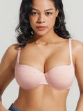 Popilush® Pink Polka Dot / 34C Seamless Balconette Push-Up T-shirt bra