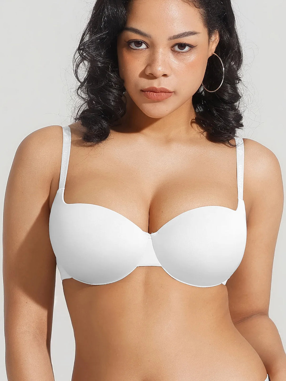 Popilush® White / 34C Seamless Balconette Push-Up T-shirt bra