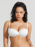 Popilush® White / 34C Seamless Balconette Push-Up T-Shirt Bra