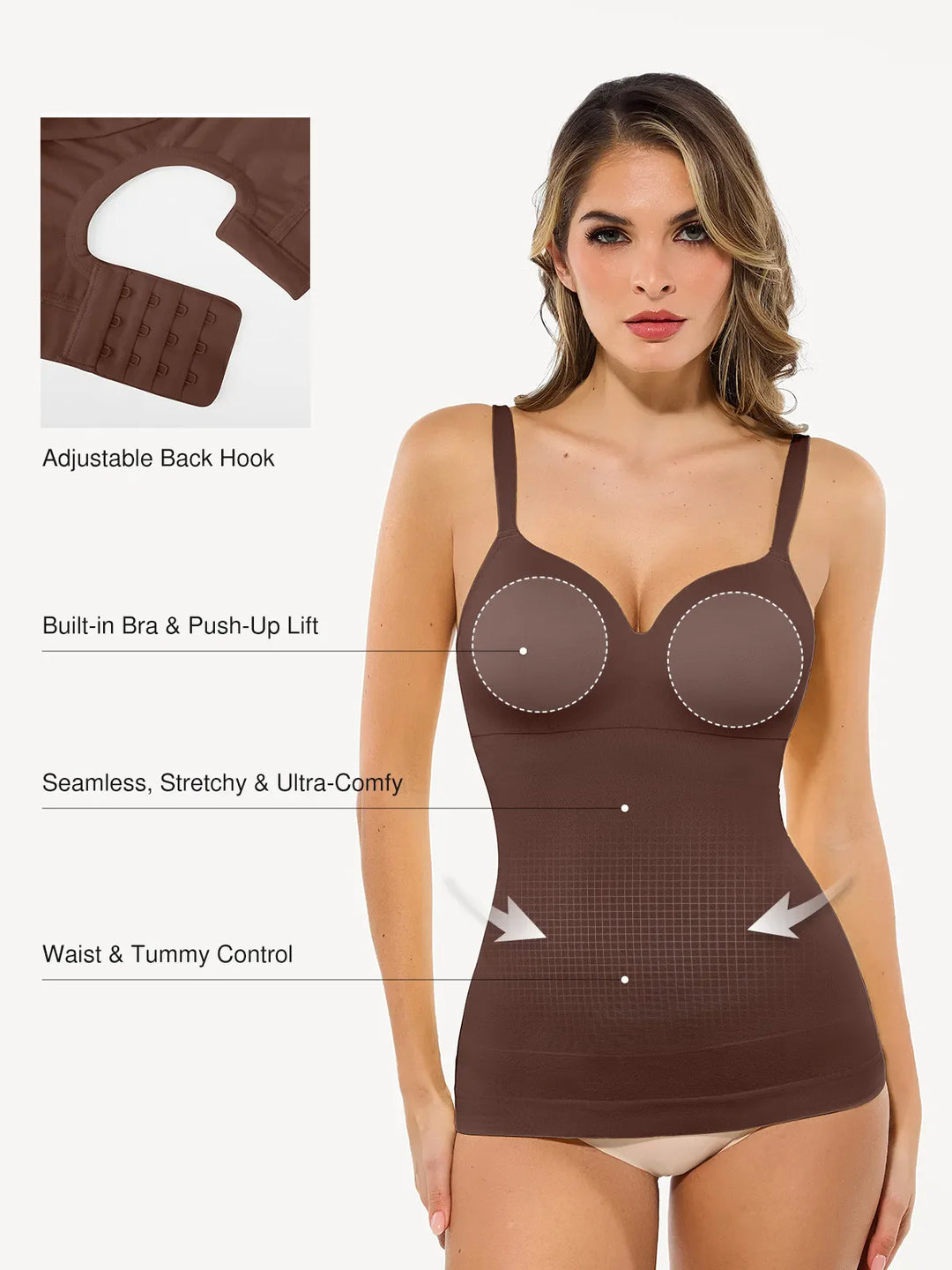 Popilush® Seamless Built-in Bra All-in-One Push-Up Sculpting Cami Top