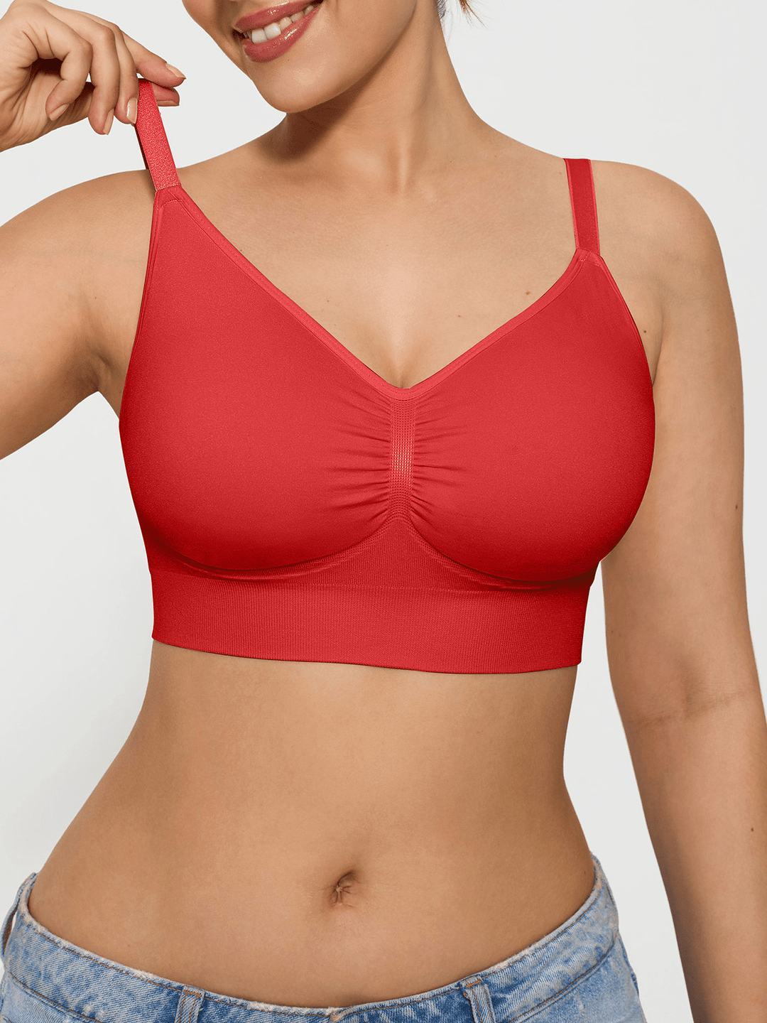 Popilush® Supportive No Underwire Bra Seamless Comfort Removable Pad Everyday Bra