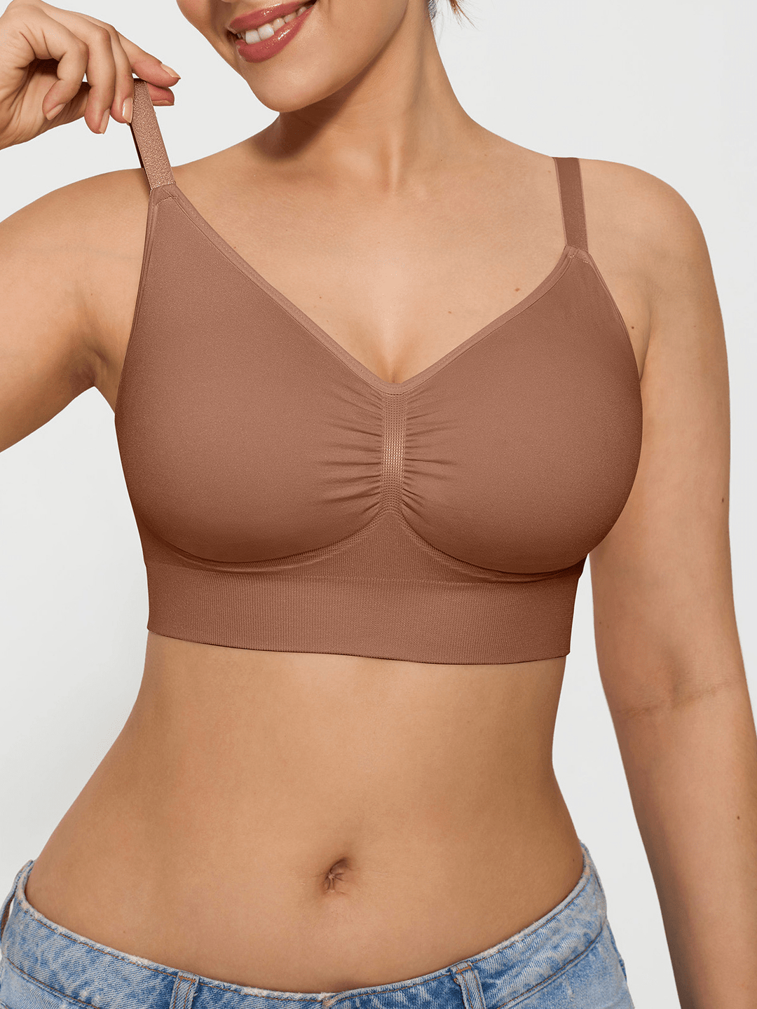 Popilush® Supportive No Underwire Bra Seamless Comfort Removable Pad Everyday Bra