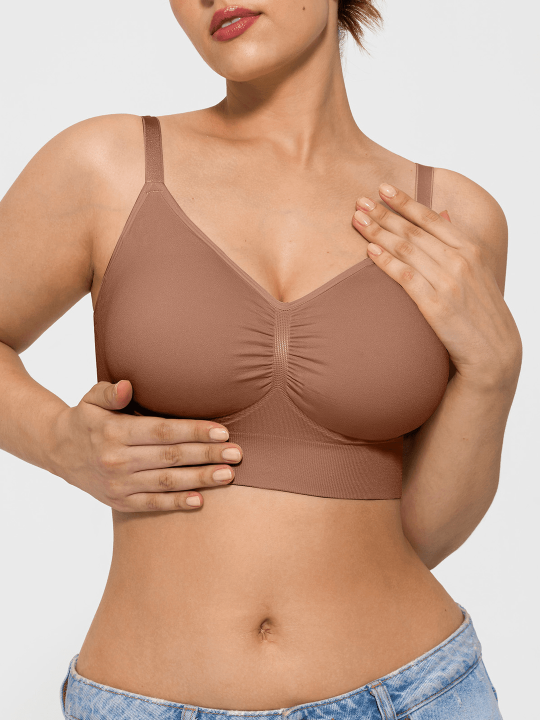Popilush® Supportive No Underwire Bra Seamless Comfort Removable Pad Everyday Bra
