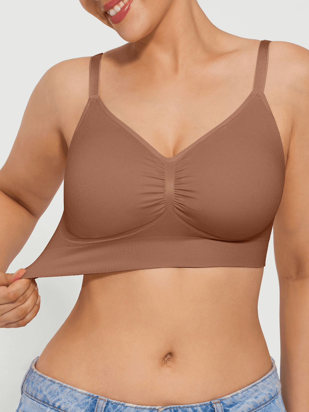 Popilush® Supportive No Underwire Bra Seamless Comfort Removable Pad Everyday Bra