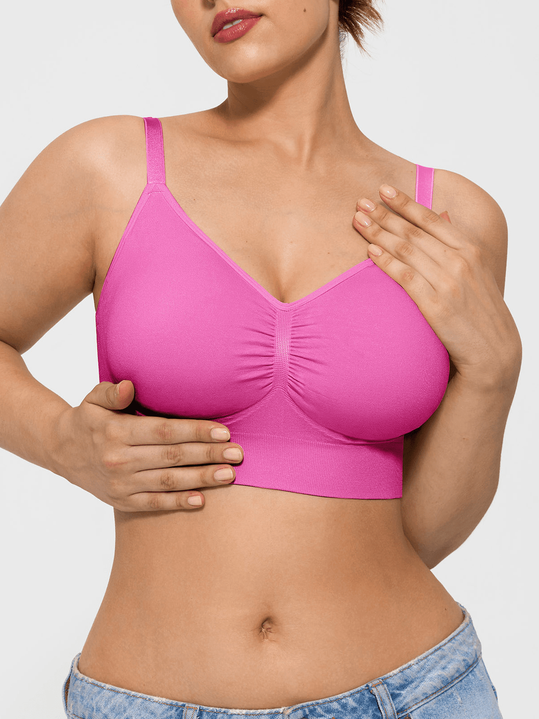 Popilush® Supportive No Underwire Bra Seamless Comfort Removable Pad Everyday Bra