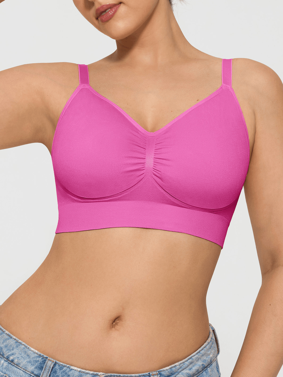 Popilush® Supportive No Underwire Bra Seamless Comfort Removable Pad Everyday Bra