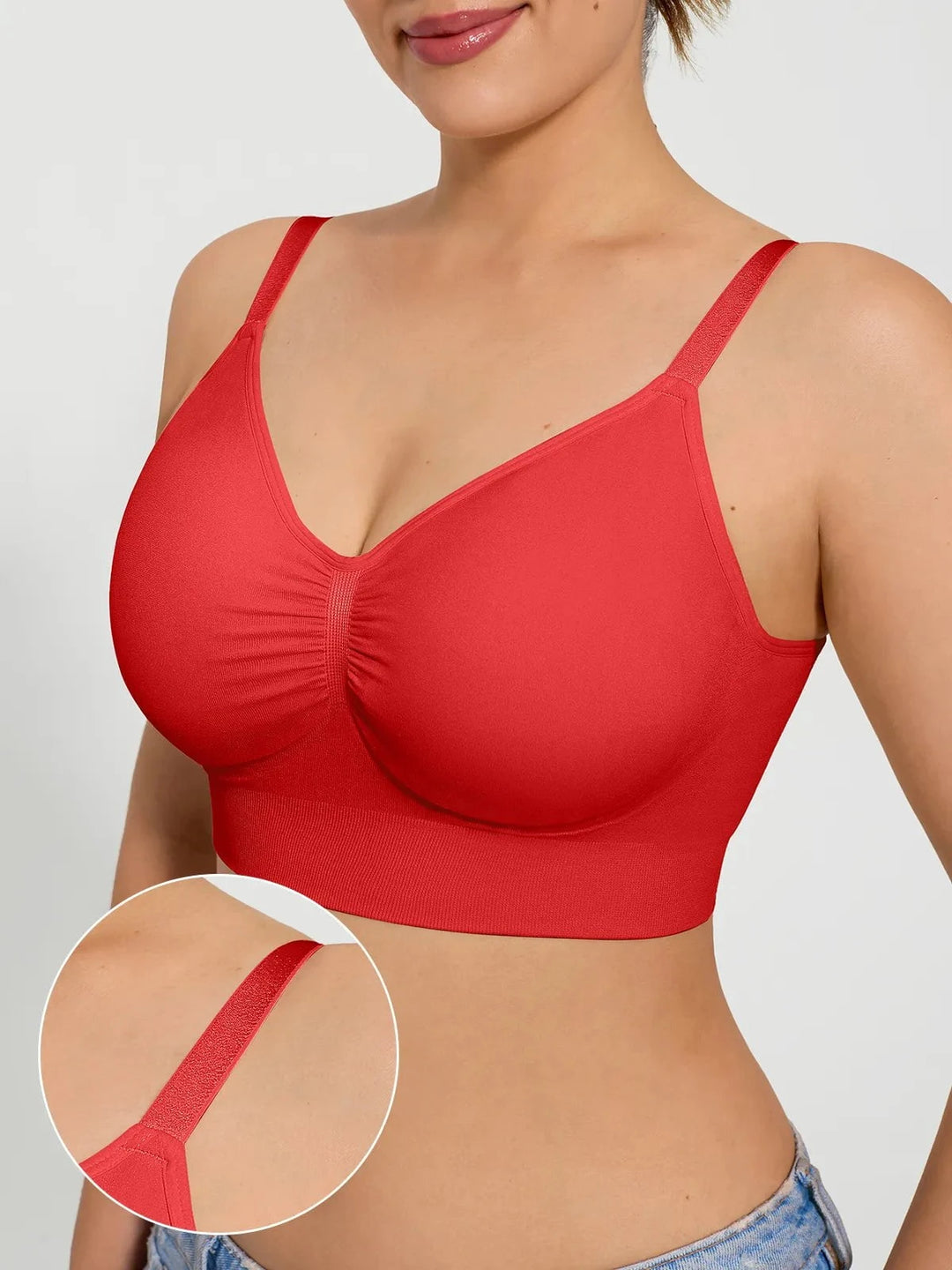 Popilush® Supportive No Underwire Bra Seamless Comfort Removable Pad Everyday Bra