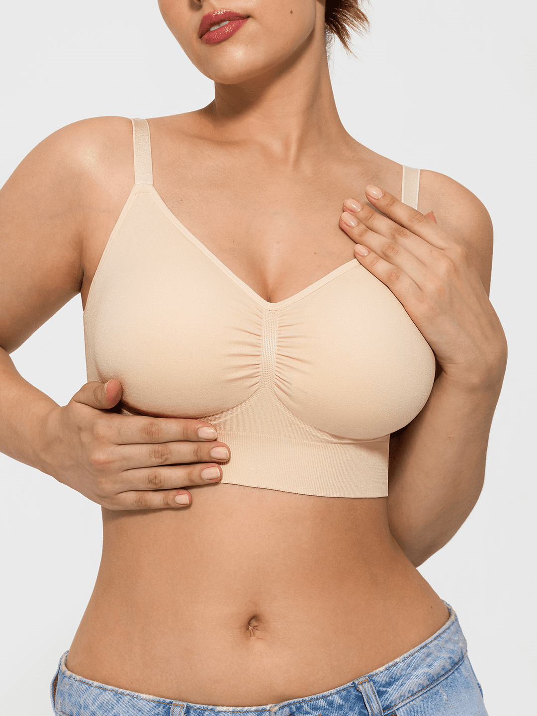 Popilush® Supportive No Underwire Bra Seamless Comfort Removable Pad Everyday Bra