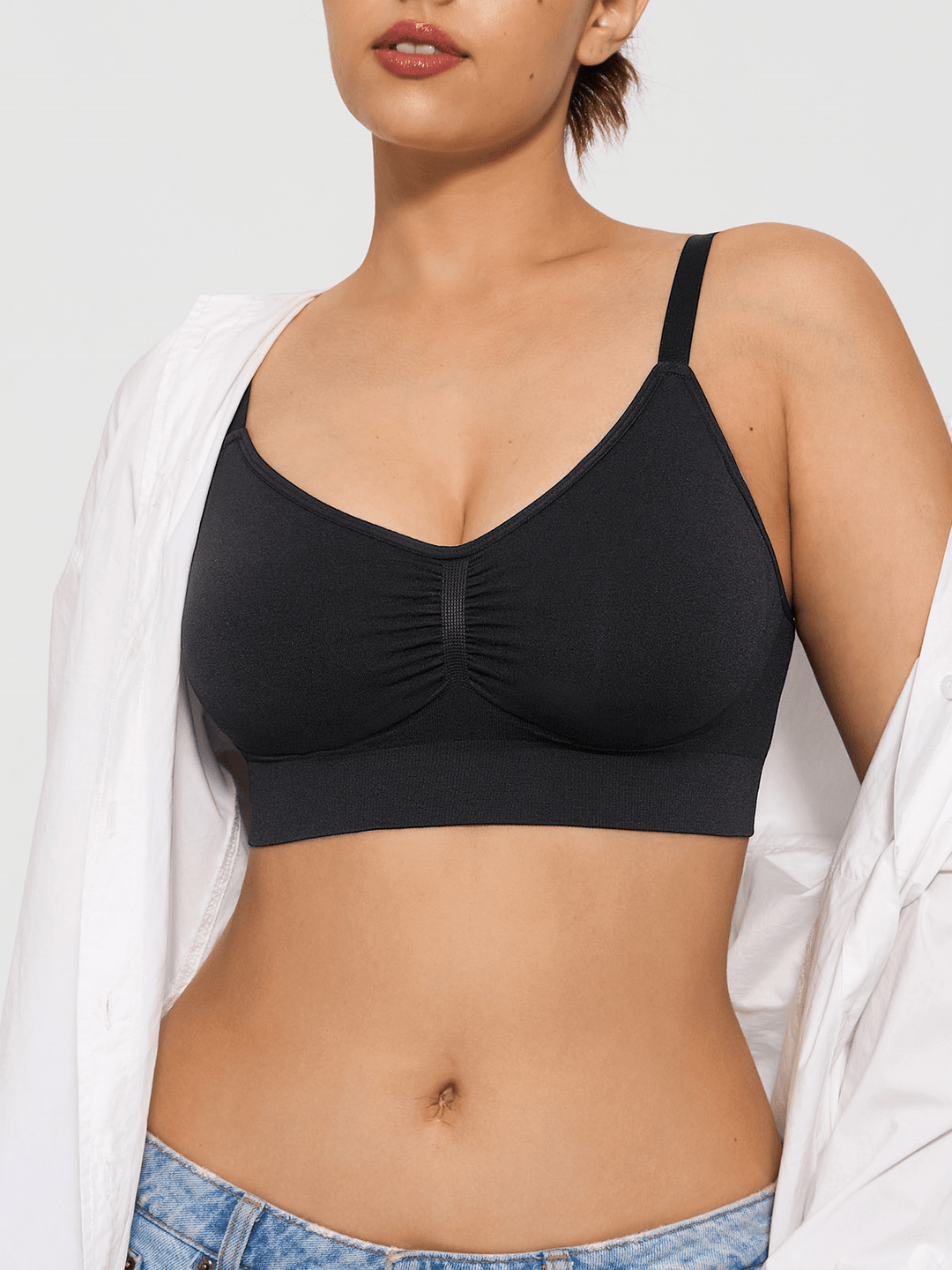 Popilush® Supportive No Underwire Bra Seamless Comfort Removable Pad Everyday Bra