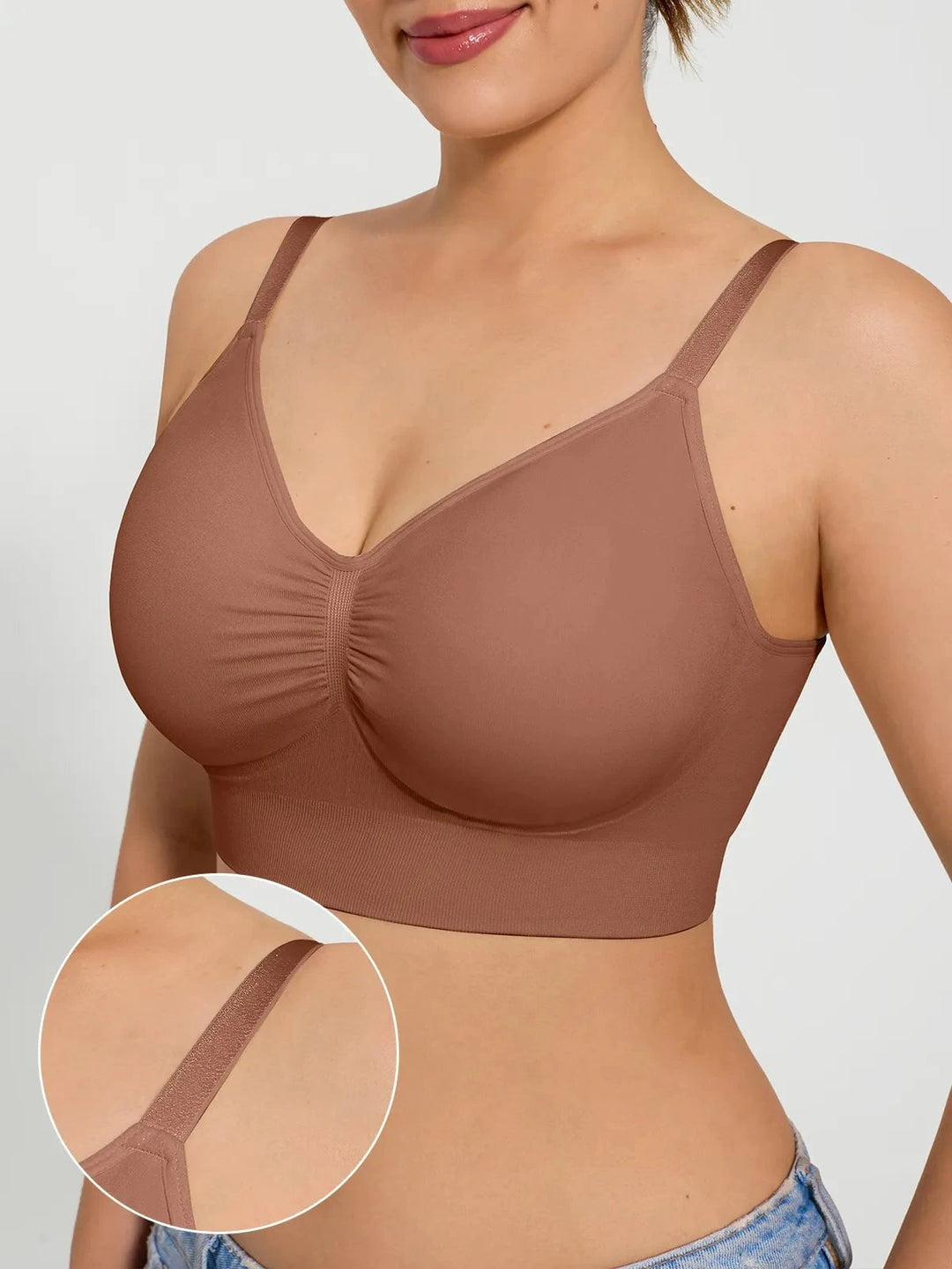 Popilush® Supportive No Underwire Bra Seamless Comfort Removable Pad Everyday Bra