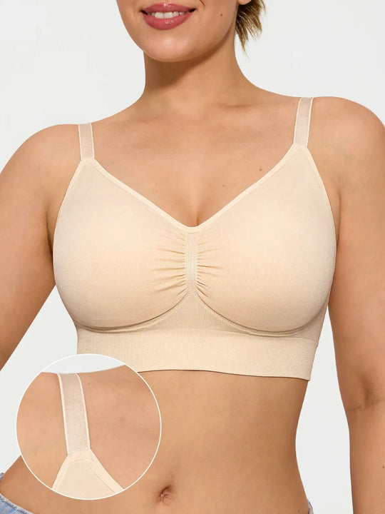 Popilush® Supportive No Underwire Bra Seamless Comfort Removable Pad Everyday Bra