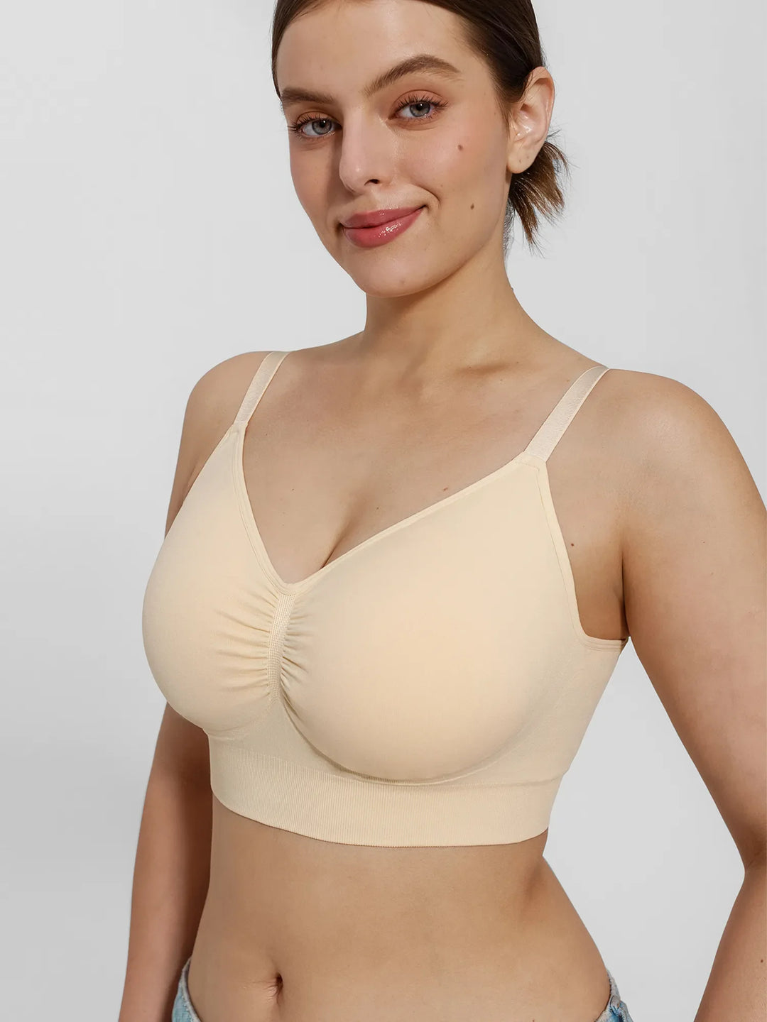 Popilush® Supportive No Underwire Bra Seamless Comfort Removable Pad Everyday Bra