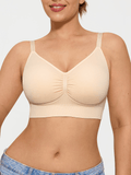 Popilush® Supportive No Underwire Bra Slim-strap Version / Beige / S Seamless Comfort Removable Pad Everyday Bra
