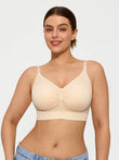 Popilush® Supportive No Underwire Bra Slim-strap Version / Beige / S Seamless Comfort Removable Pad Everyday Bra