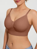 Popilush® Supportive No Underwire Bra Slim-strap Version / Light Brown / S Seamless Comfort Removable Pad Everyday Bra