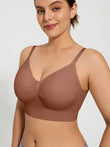 Popilush® Supportive No Underwire Bra Slim-strap Version / Light Brown / S Seamless Comfort Removable Pad Everyday Bra